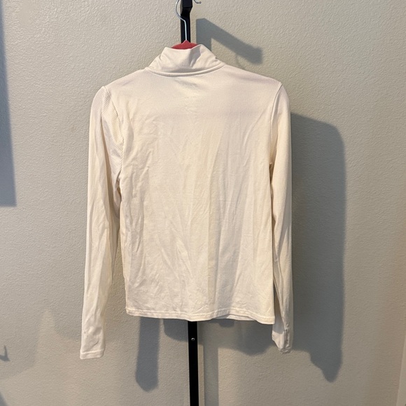 Athletic Cream Zip-Up Long Sleeve Women's Top - Picture 4 of 4